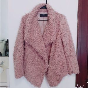 Zara Pink Fake Fur Coat